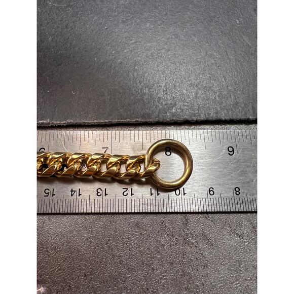 Chunky Gold Tone Curb Chain O-Ring Toggle Clasp Bracelet Costume Jewelry - Picture 12 of 13